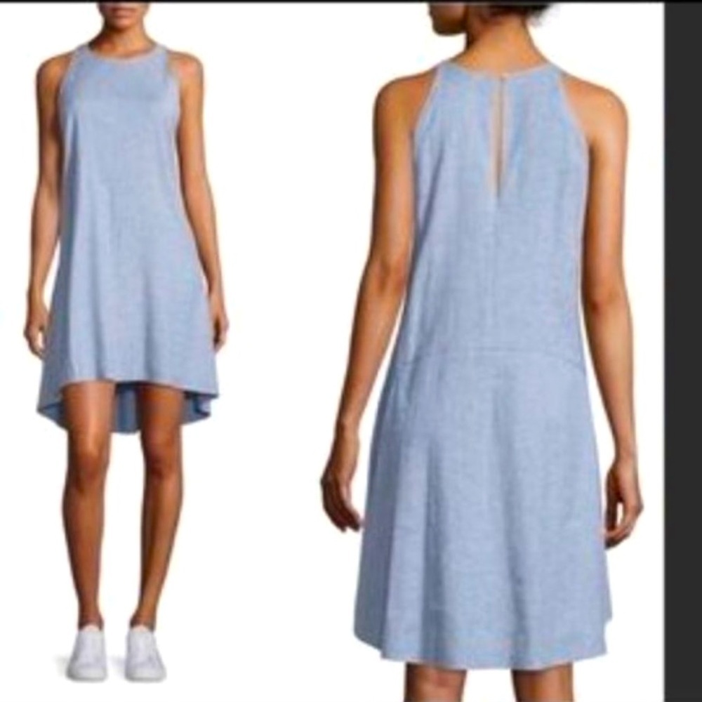 Theory Alderdale Linen Viscose Blend Sleeveless Dress